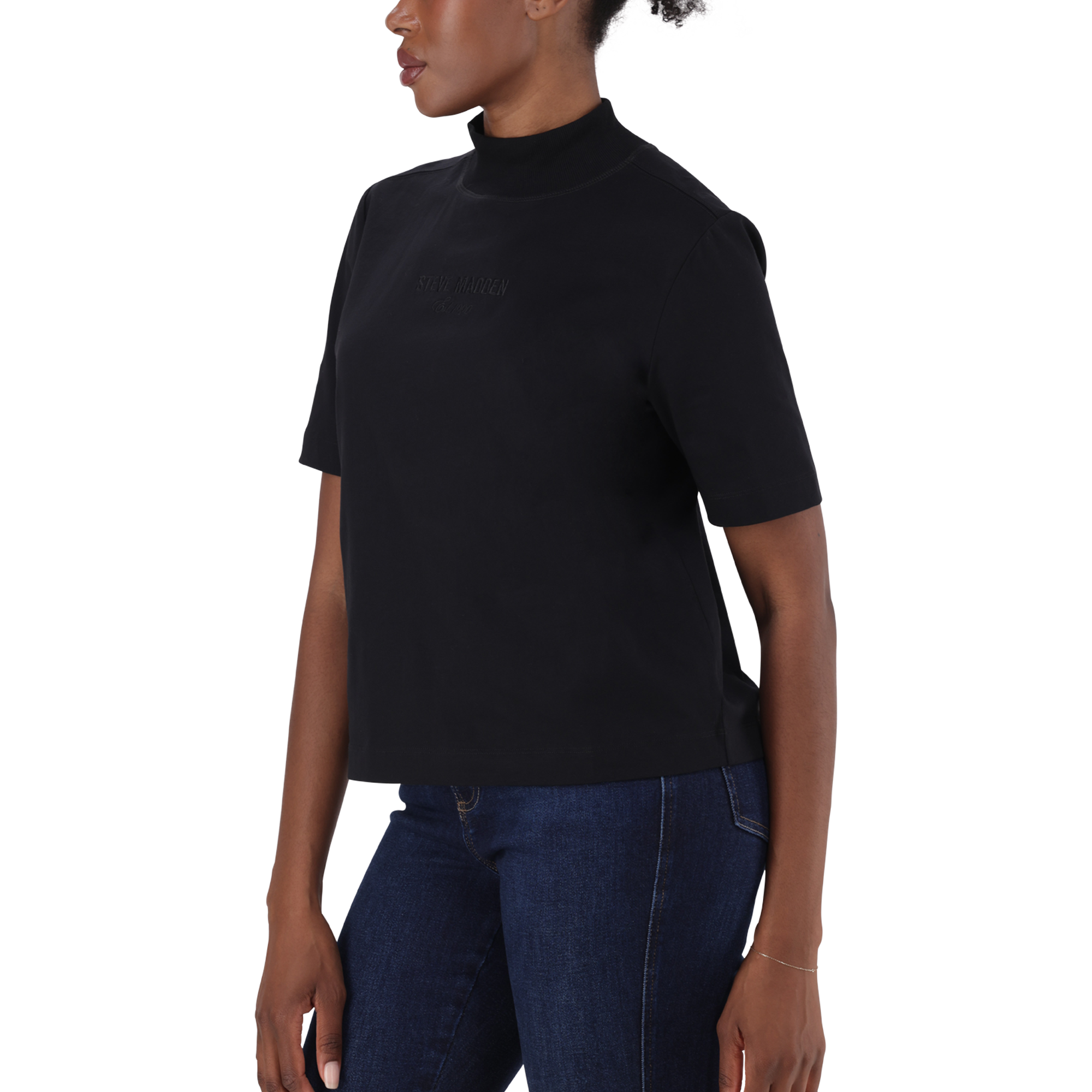 KELLY BLACK HIGH NECK T-SHIRT - view 4