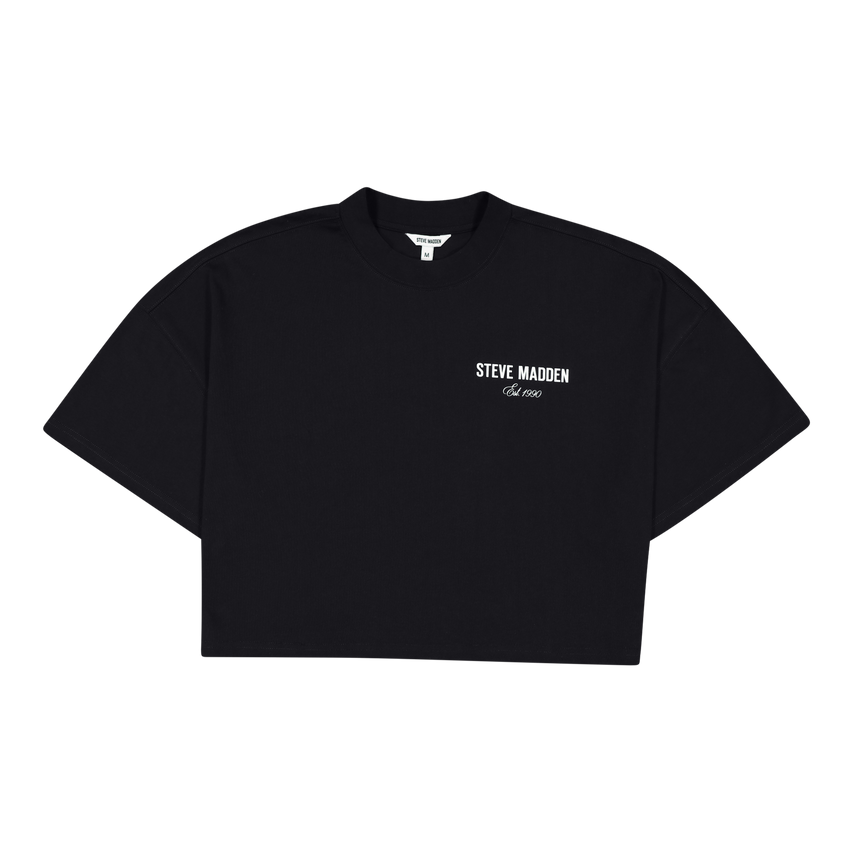 AMARA BLACK CROPPED BOXY T-SHIRT