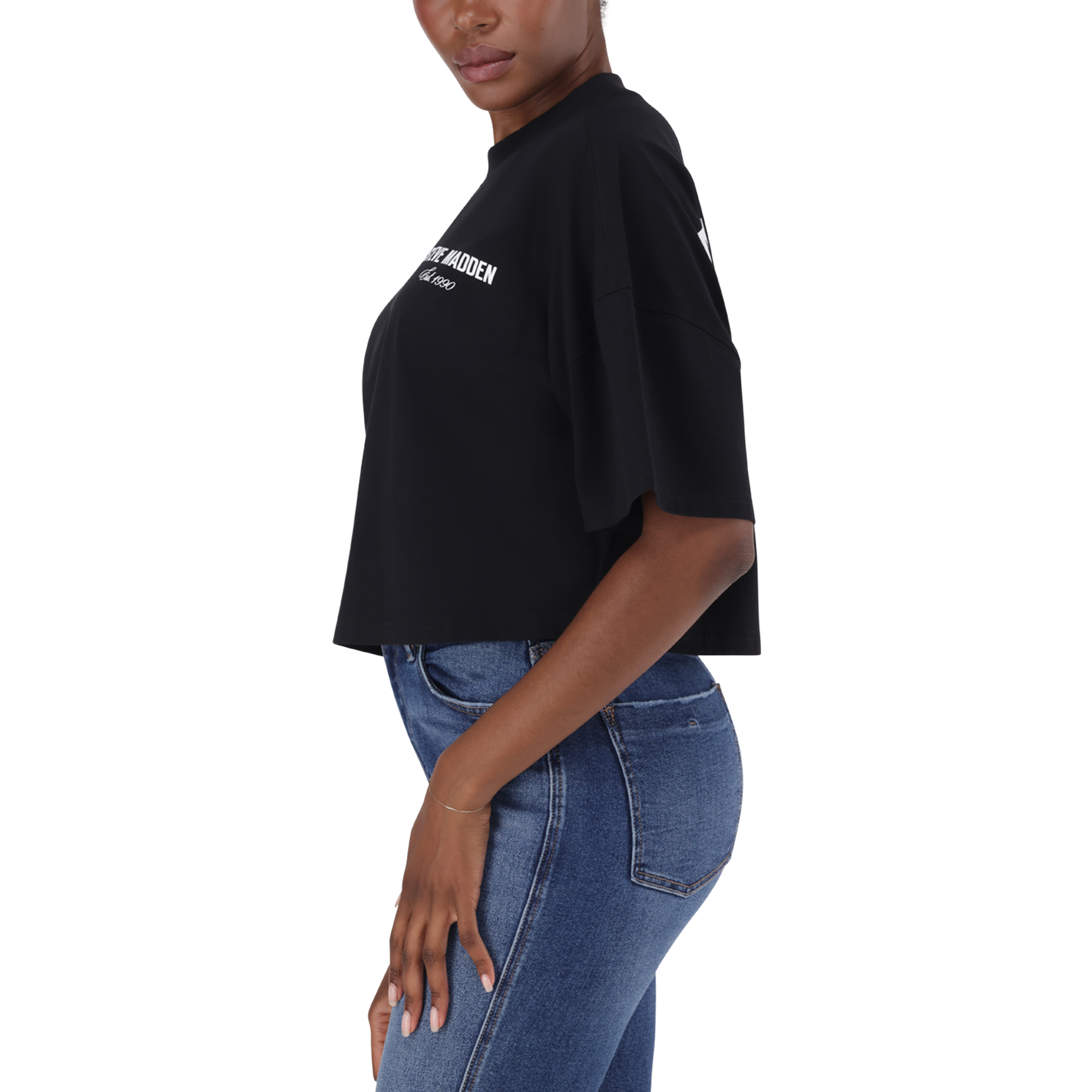 AMARA BLACK CROPPED BOXY T-SHIRT