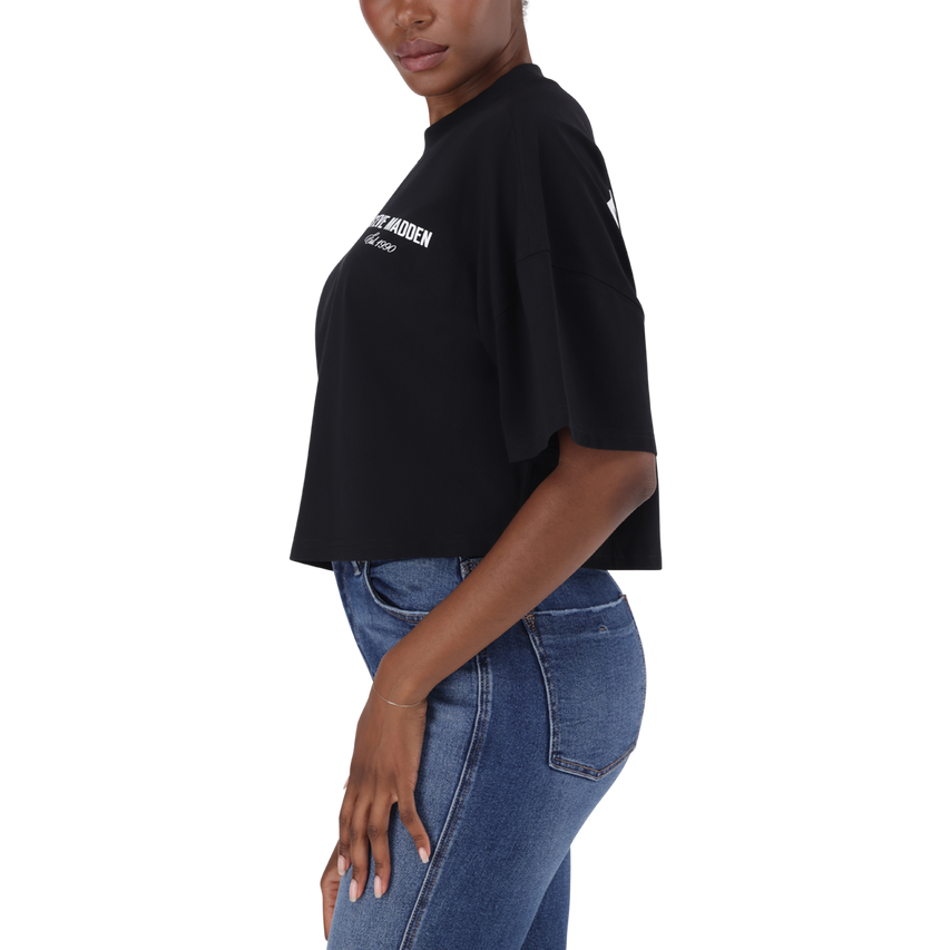 AMARA BLACK CROPPED BOXY T-SHIRT