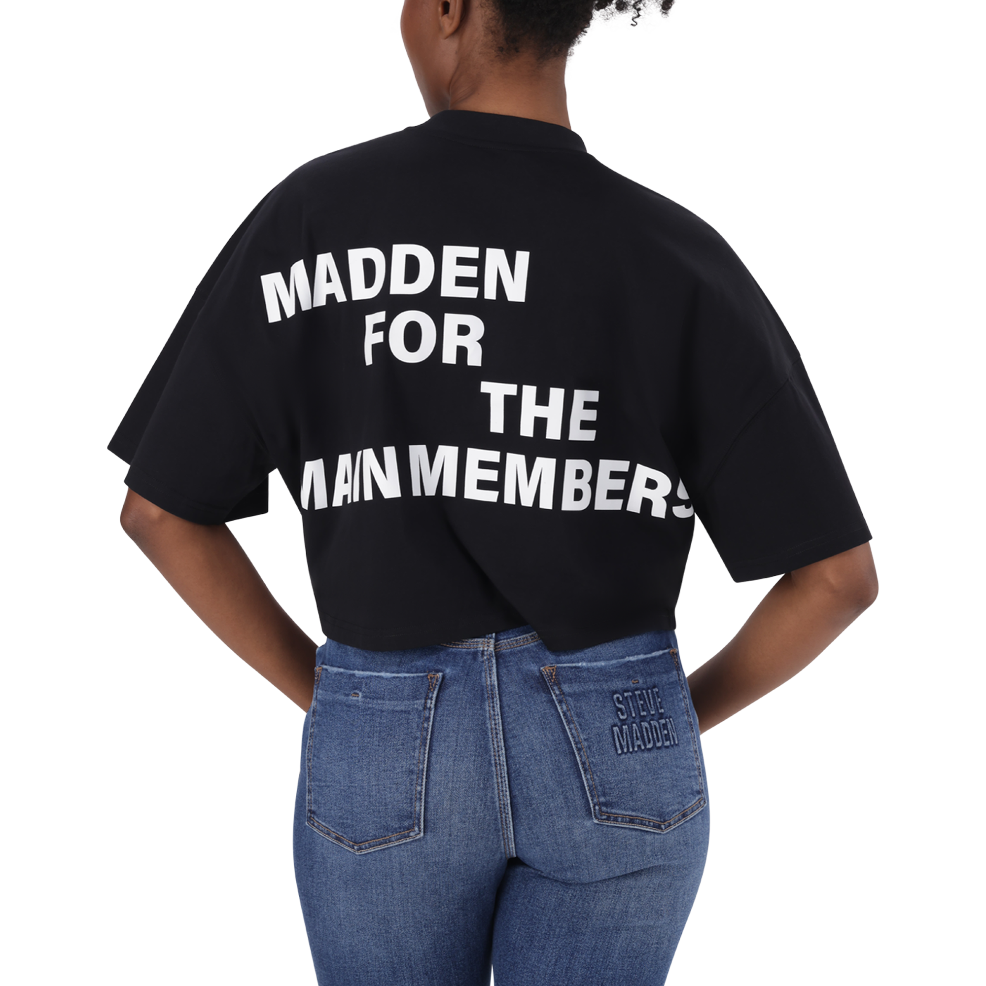 AMARA BLACK CROPPED BOXY T-SHIRT