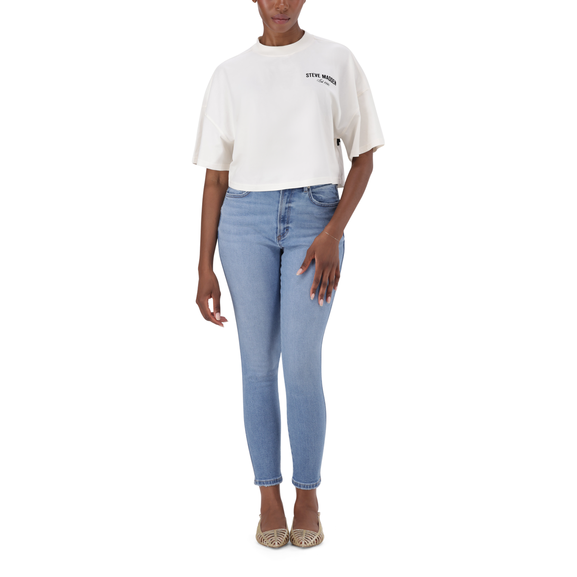 AMARA CREAM CROPPED BOXY T-SHIRT