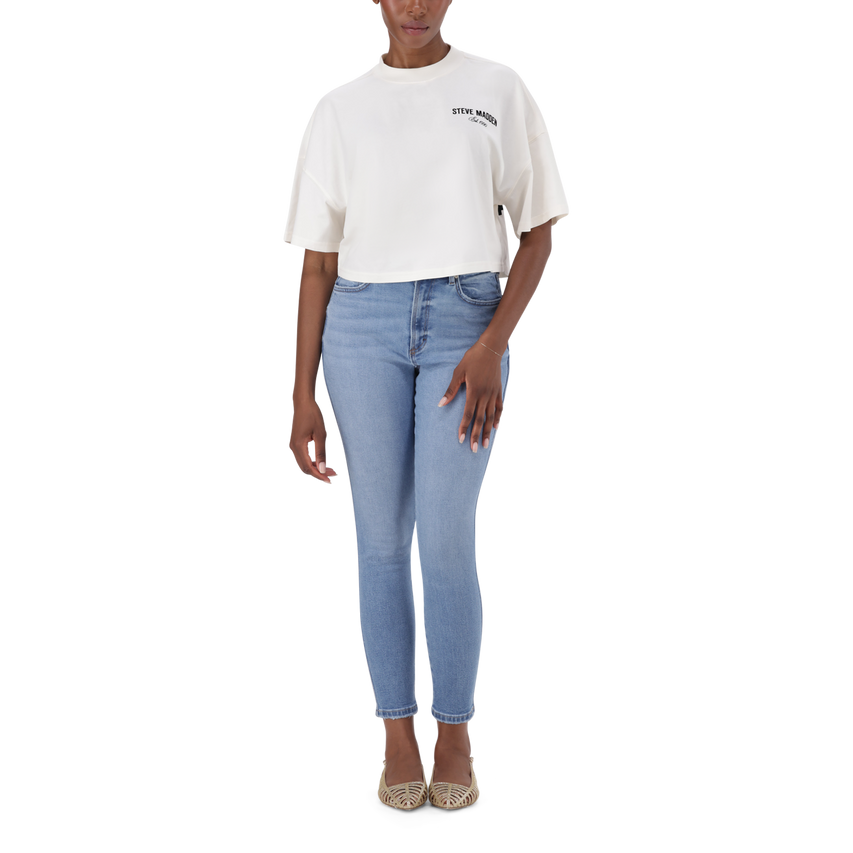 AMARA CREAM CROPPED BOXY T-SHIRT