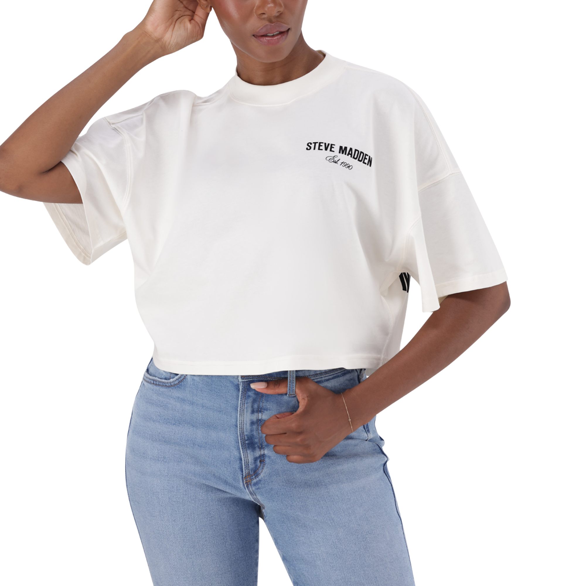 AMARA CREAM CROPPED BOXY T-SHIRT