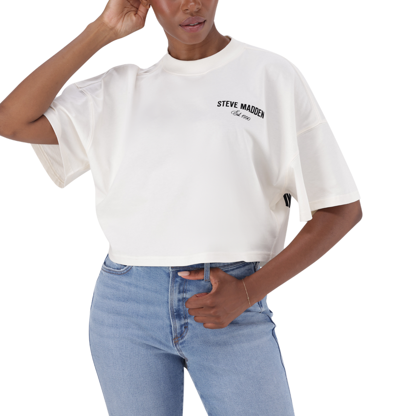 AMARA CREAM CROPPED BOXY T-SHIRT