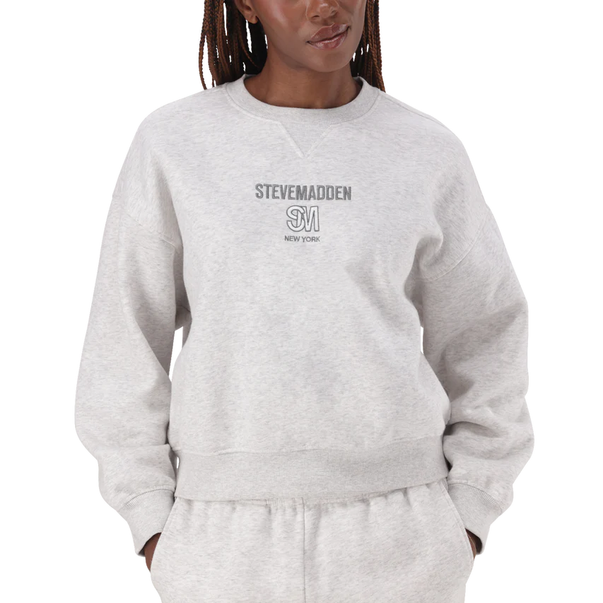 CLARA GREY MELANGE OVERSIZED CREW NECK SWEAT - view 2