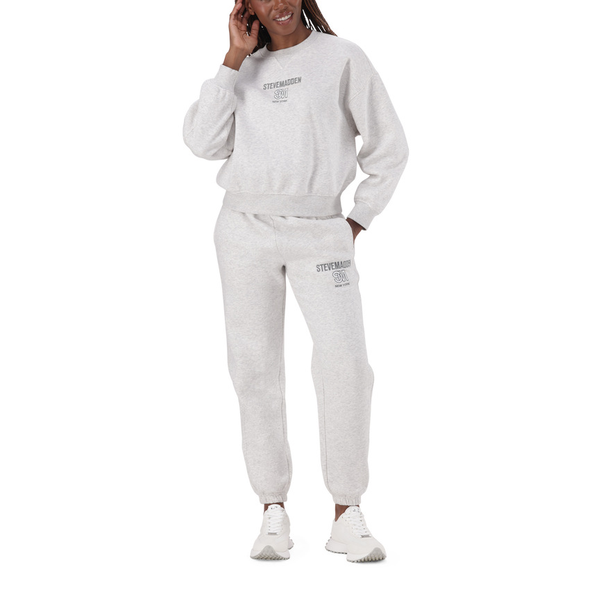 CLARA GREY MELANGE OVERSIZED CREW NECK SWEAT - view 4