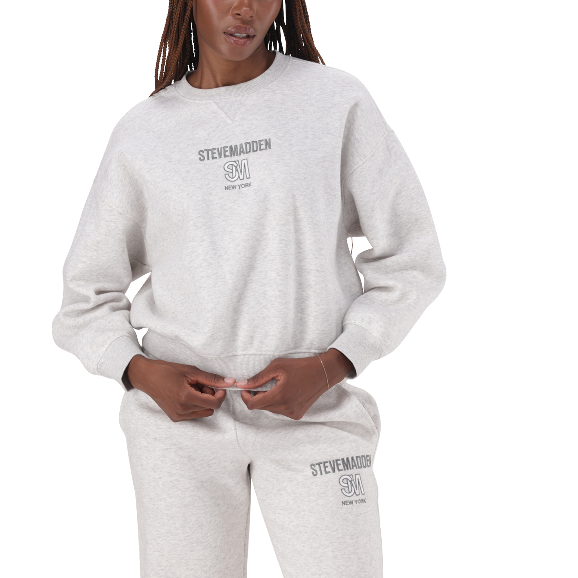 CLARA GREY MELANGE OVERSIZED CREW NECK SWEAT - view 3