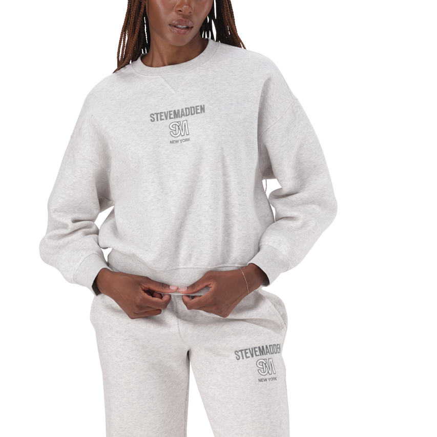 CLARA GREY MELANGE OVERSIZED CREW NECK SWEAT - view 3