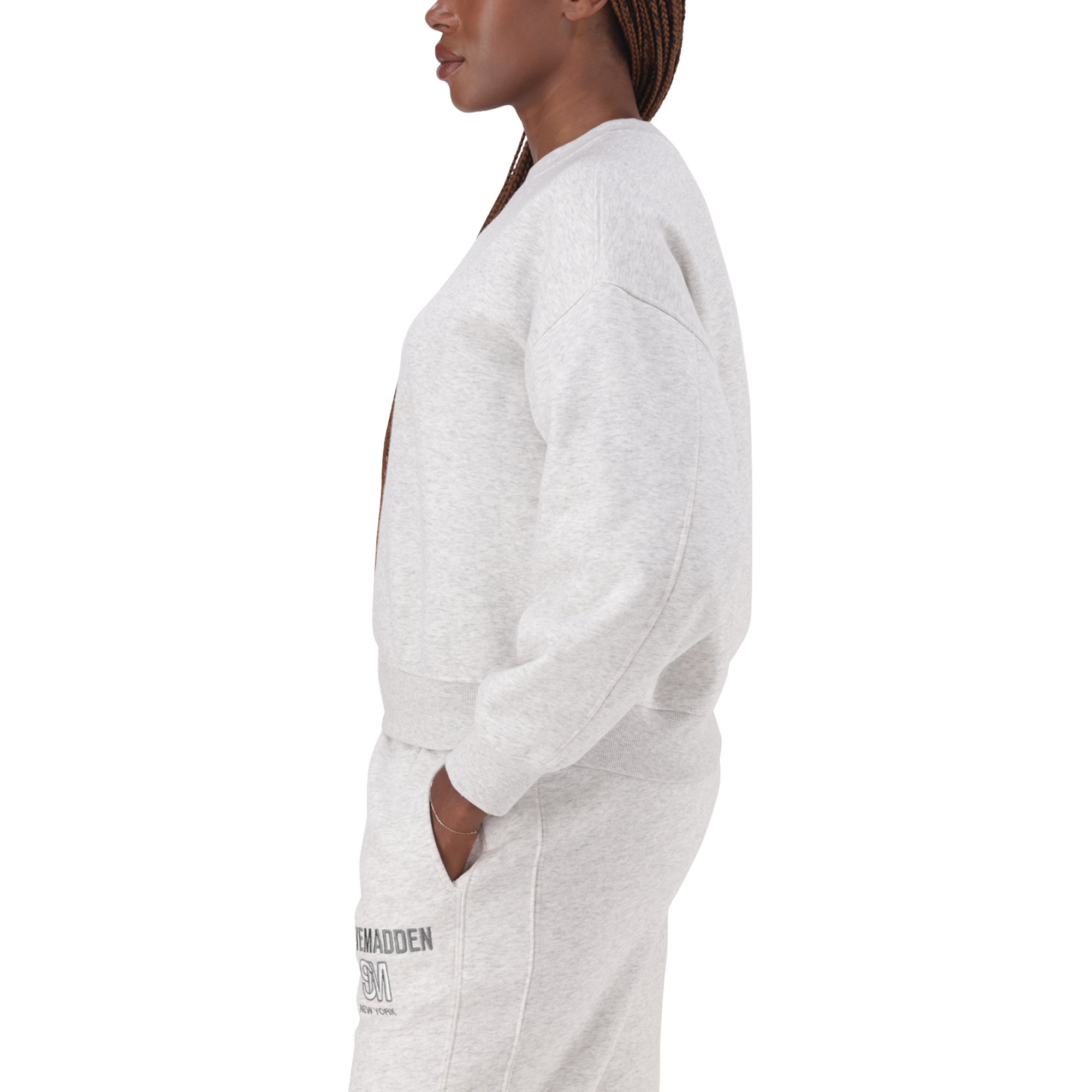 CLARA GREY MELANGE OVERSIZED CREW NECK SWEAT - view 5