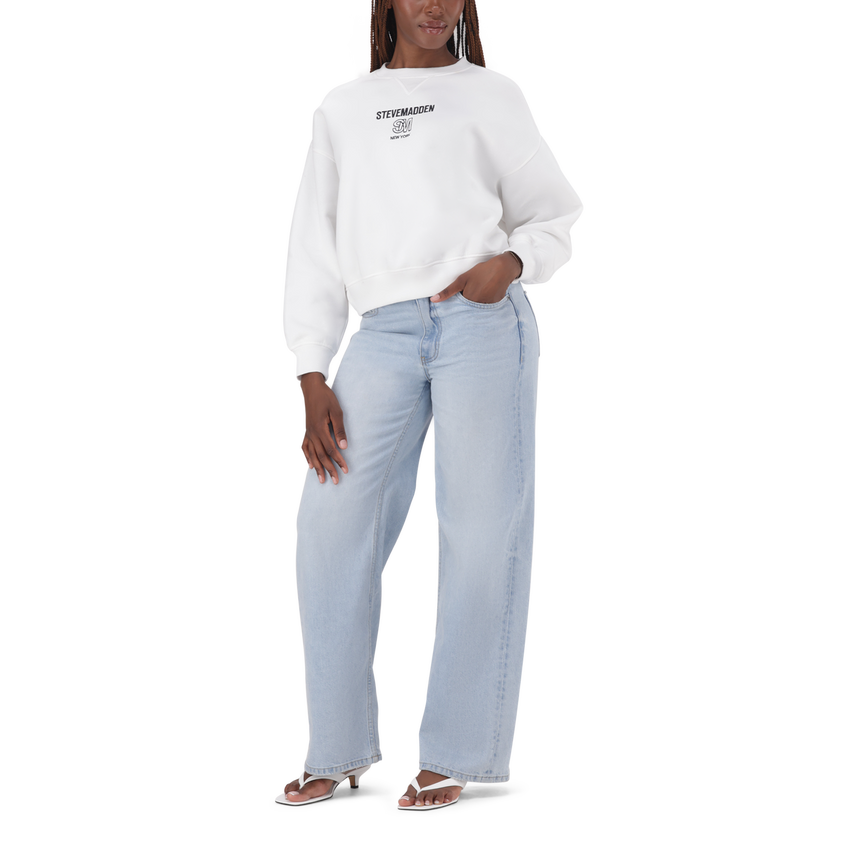 CLARA WHITE OVERSIZED CREW NECK SWEAT - view 3