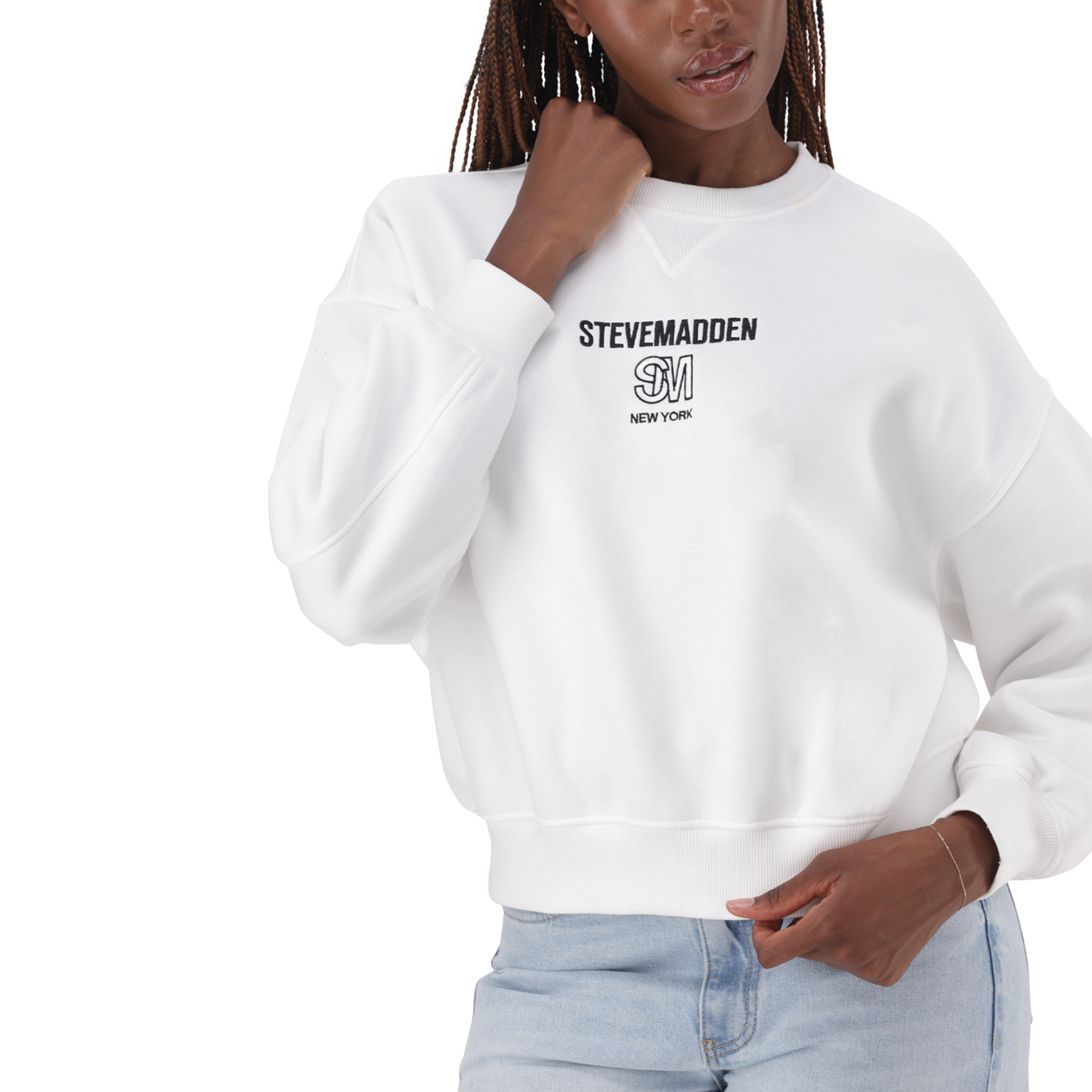 CLARA WHITE OVERSIZED CREW NECK SWEAT - view 2