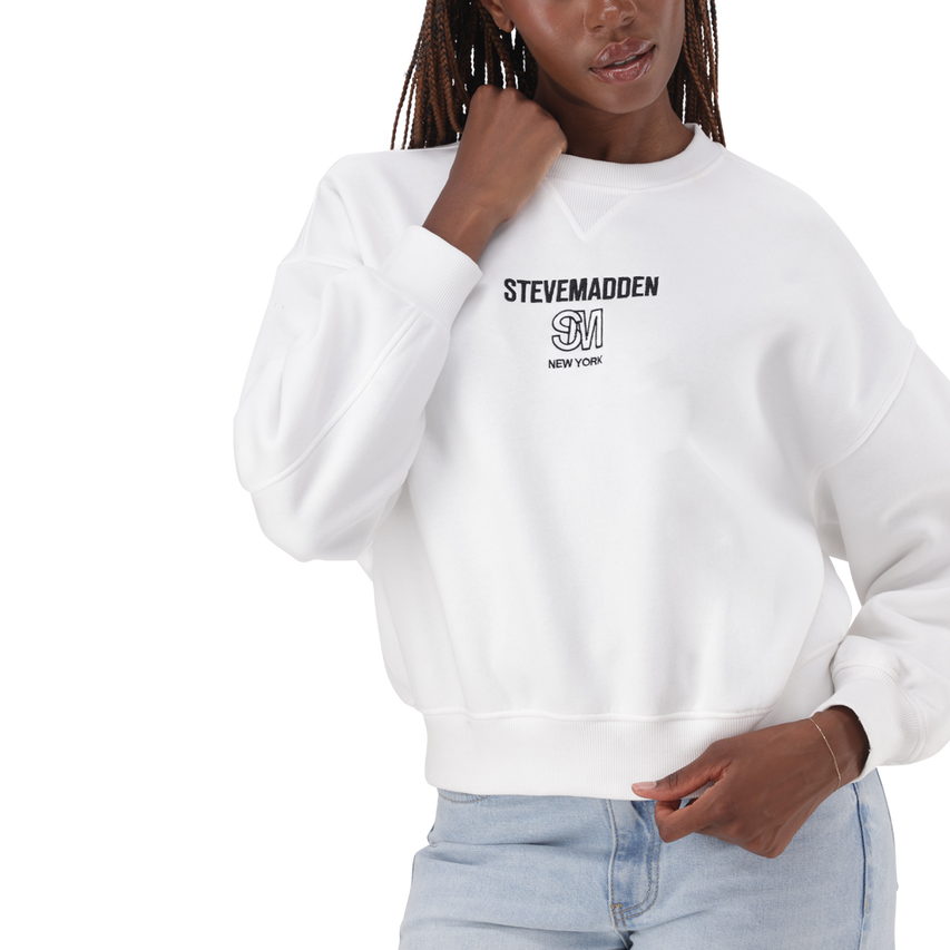 CLARA WHITE OVERSIZED CREW NECK SWEAT - view 2
