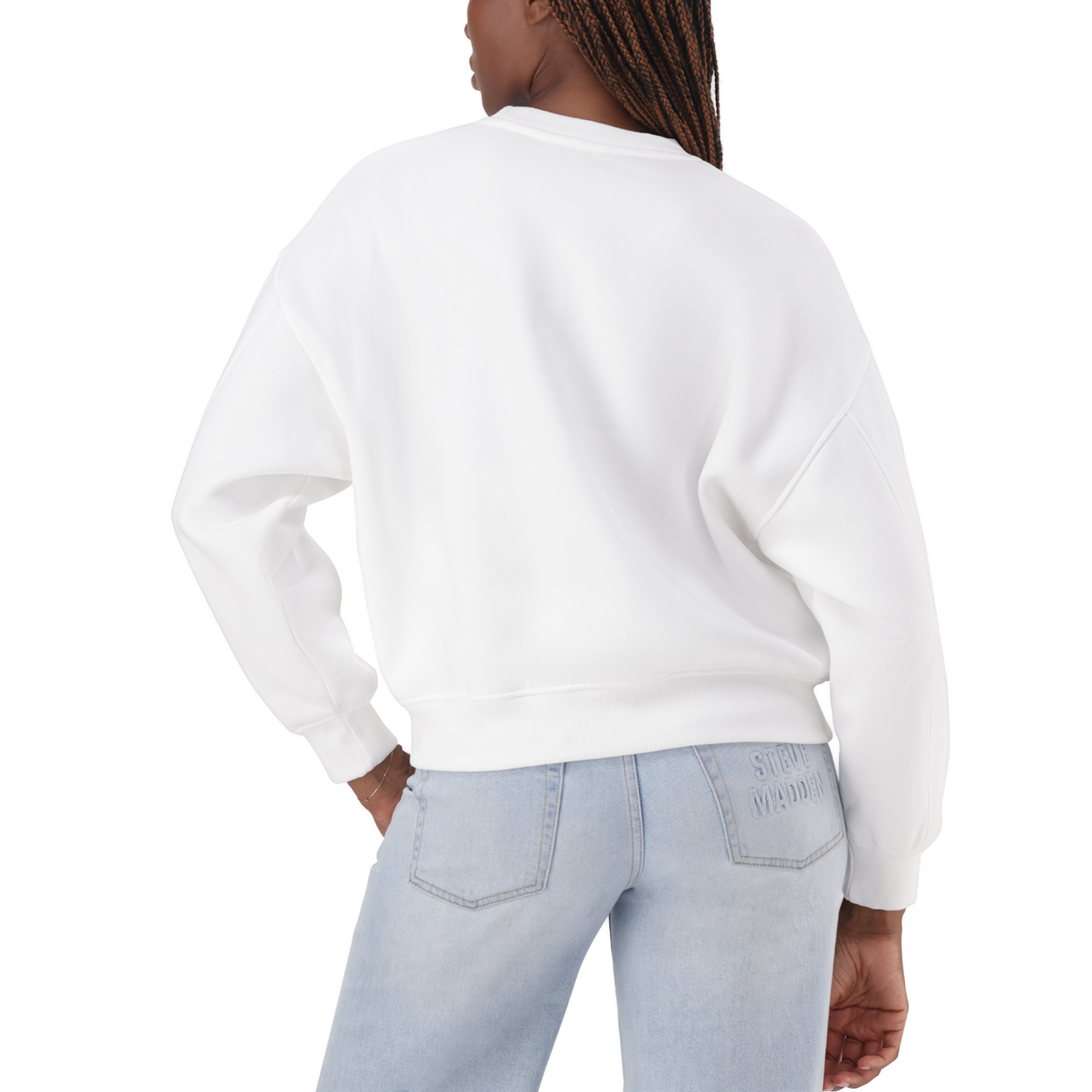CLARA WHITE OVERSIZED CREW NECK SWEAT - view 4