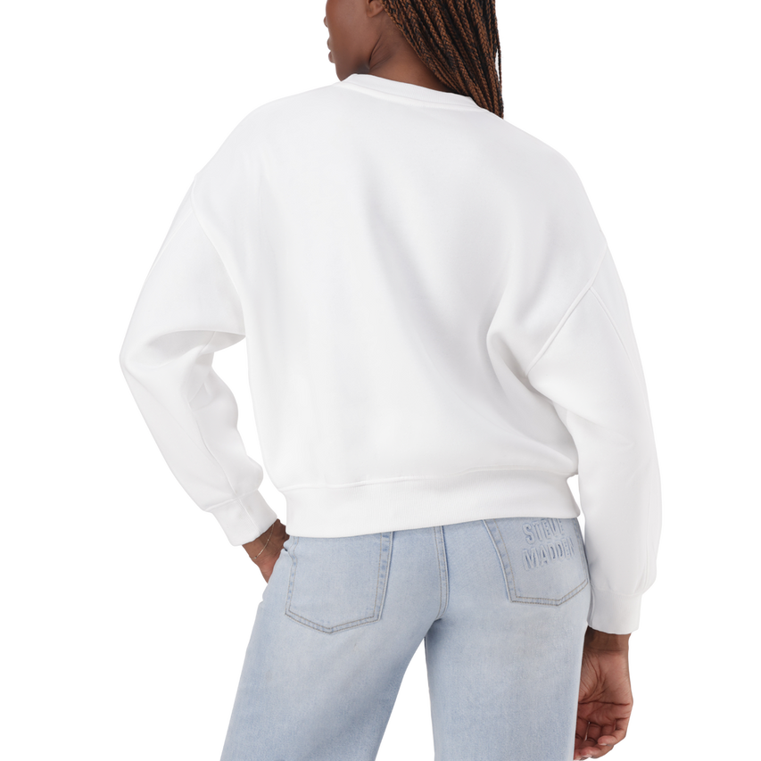 CLARA WHITE OVERSIZED CREW NECK SWEAT - view 4