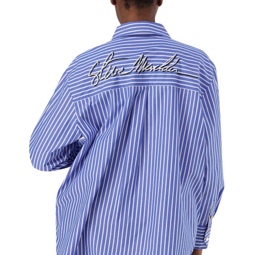 LYLA DARK BLUE OVERSIZED STRIPED SHIRT - view 9