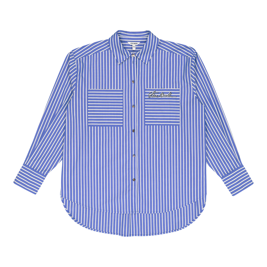 LYLA DARK BLUE OVERSIZED STRIPED SHIRT