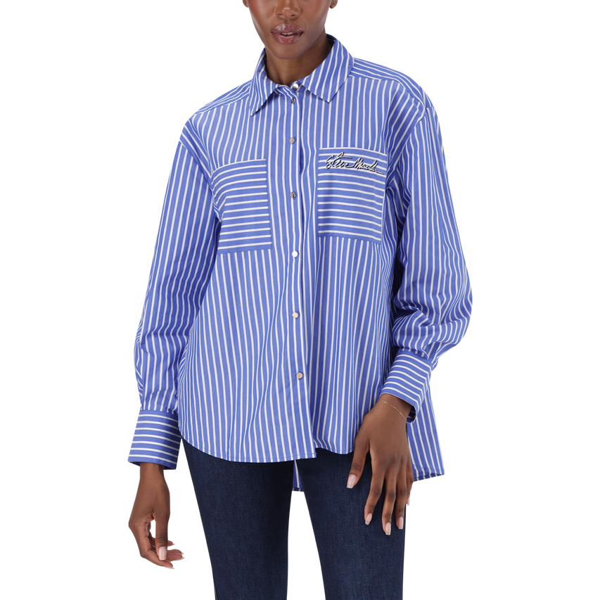 LYLA DARK BLUE OVERSIZED STRIPED SHIRT - view 3