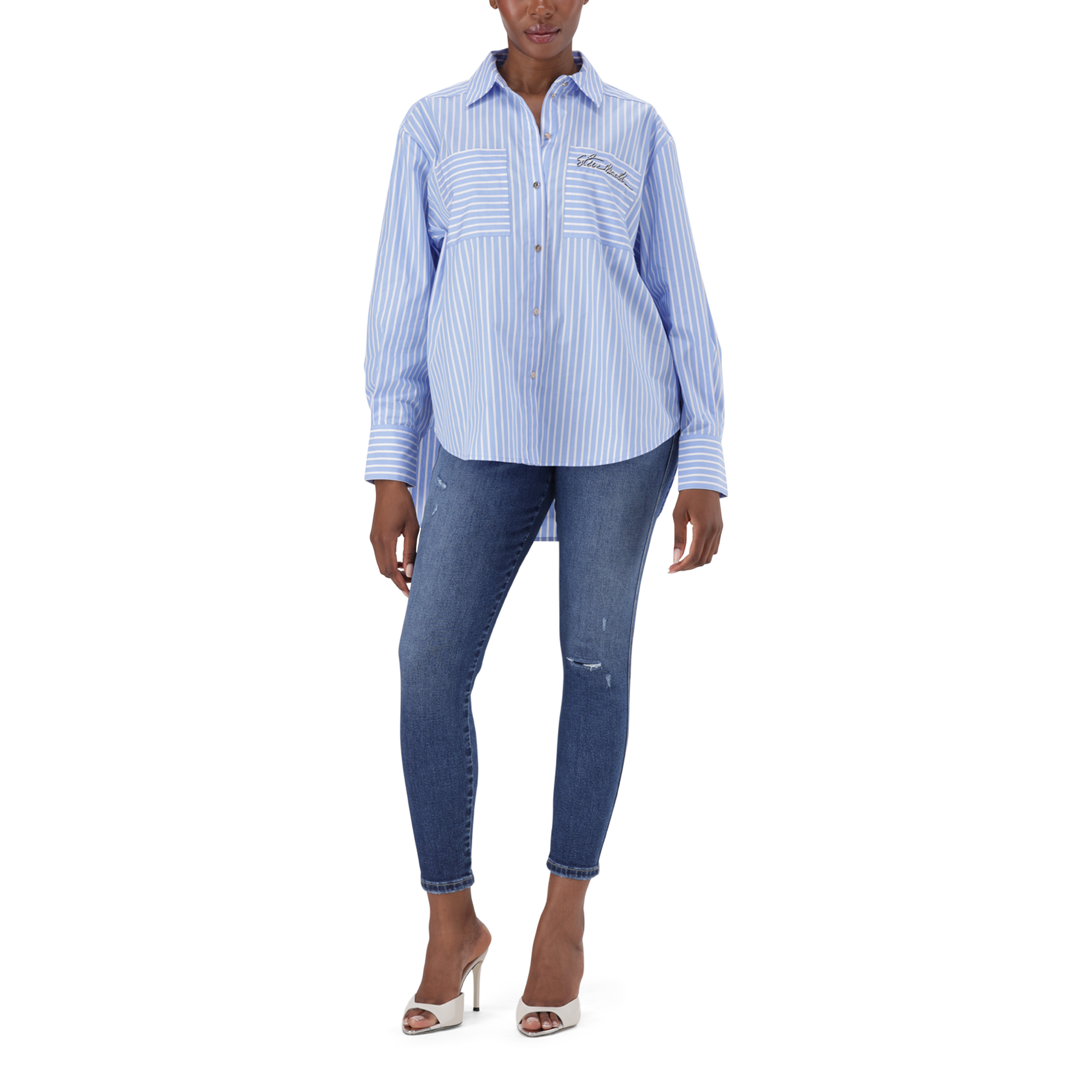 LYLA LIGHT BLUE OVERSIZED STRIPED SHIRT - view 5
