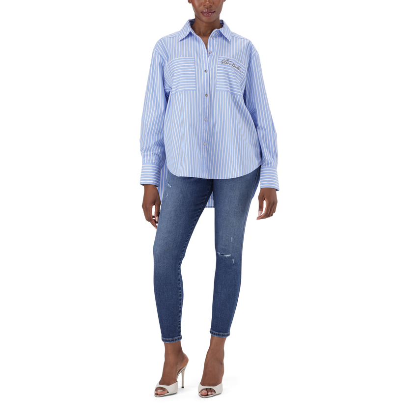 LYLA LIGHT BLUE OVERSIZED STRIPED SHIRT - view 5