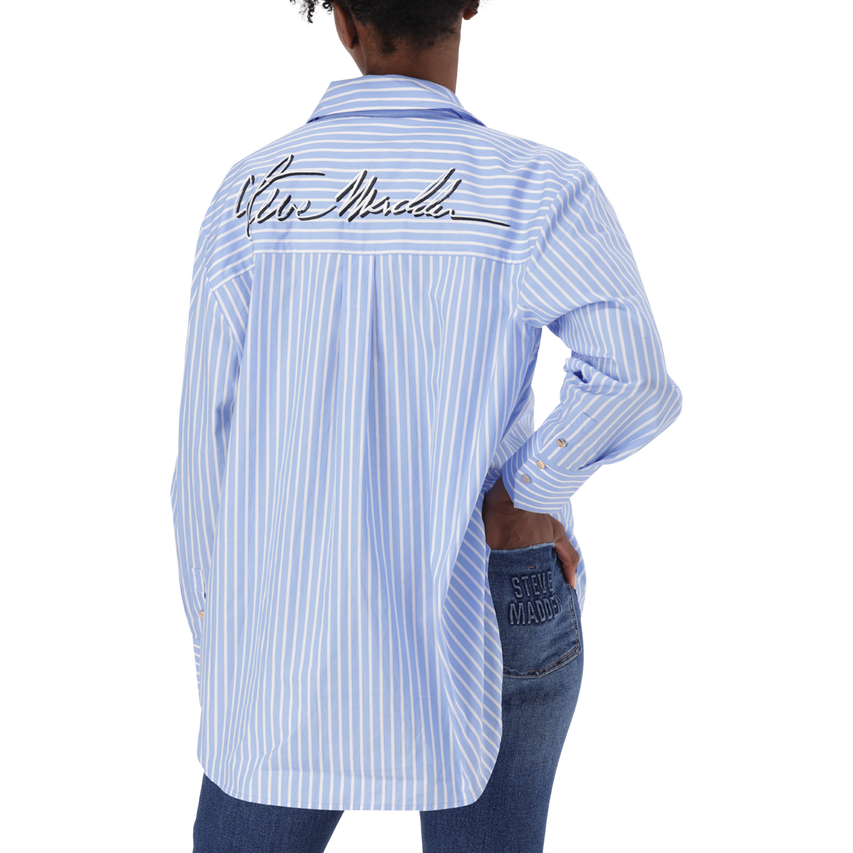 LYLA LIGHT BLUE OVERSIZED STRIPED SHIRT - view 8