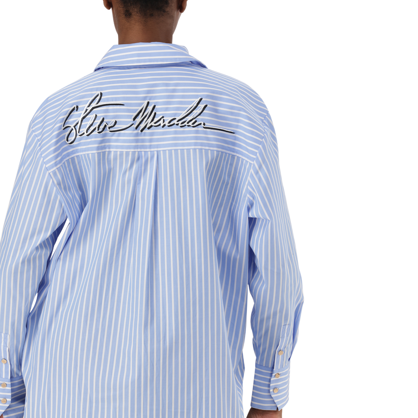LYLA LIGHT BLUE OVERSIZED STRIPED SHIRT - view 7