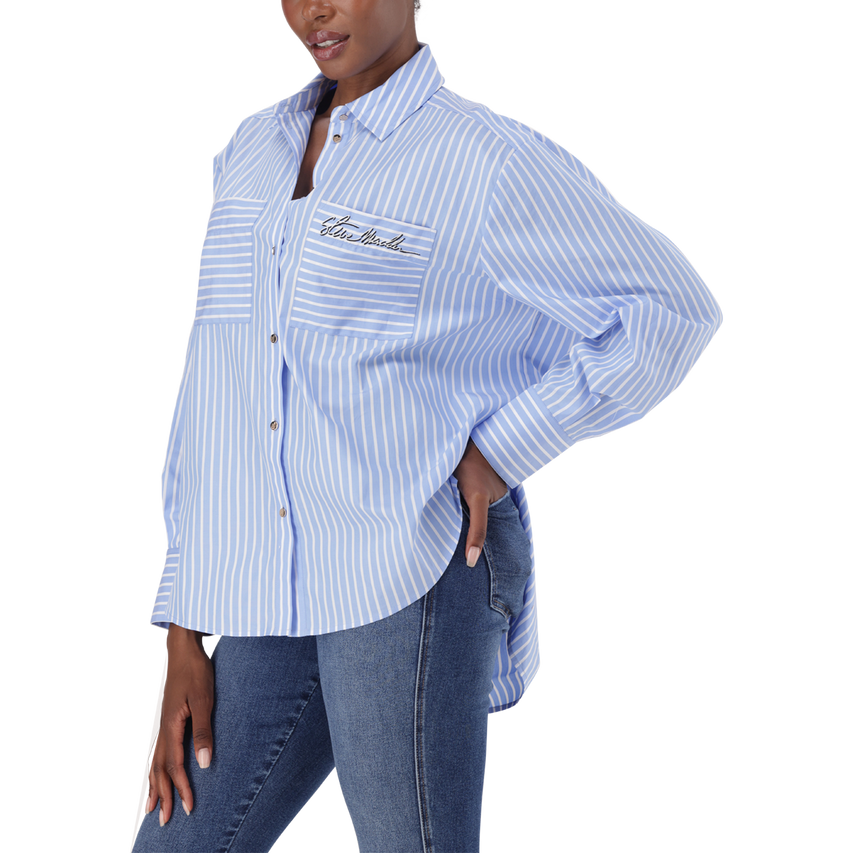 LYLA LIGHT BLUE OVERSIZED STRIPED SHIRT - view 4