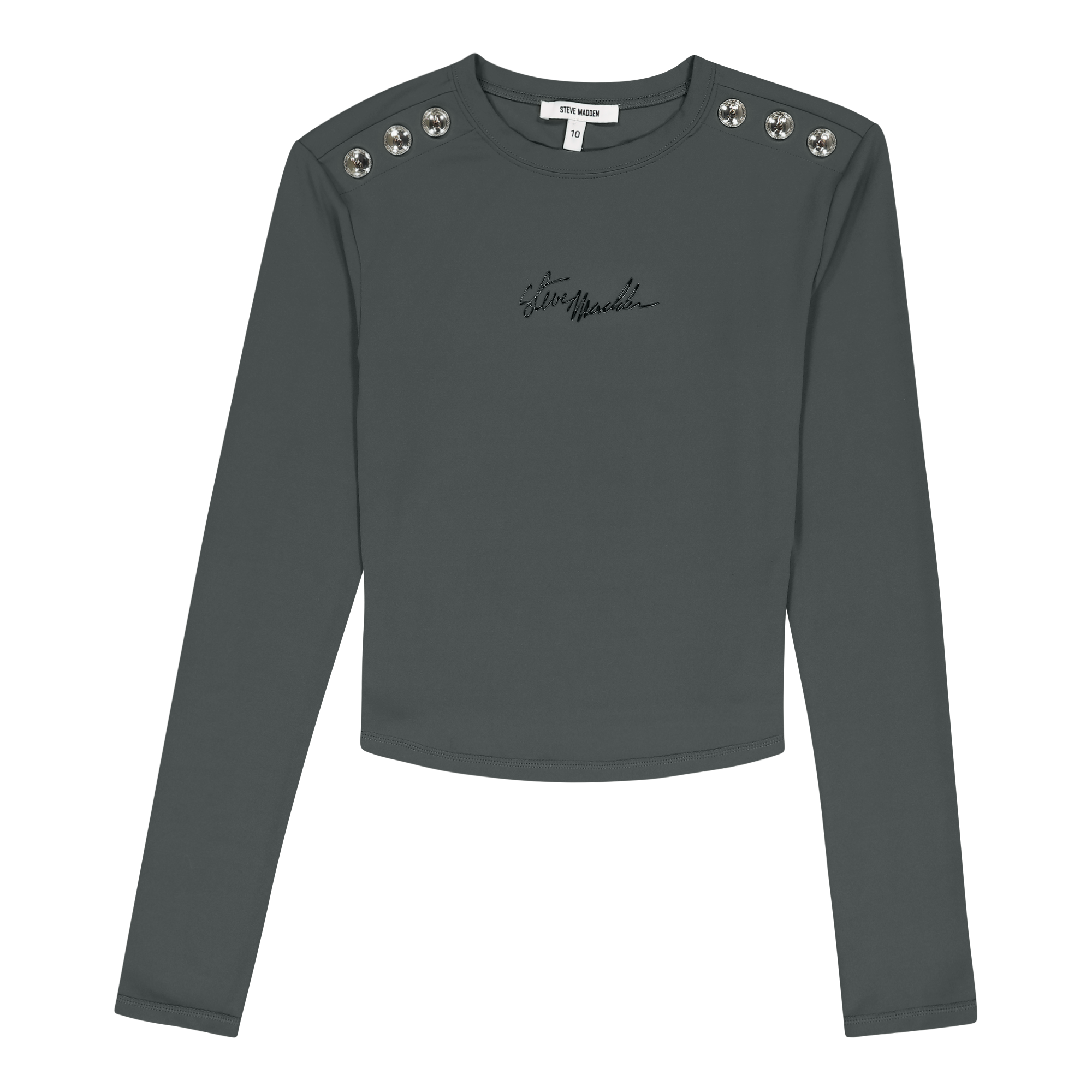 RILEY DARK SAGE LONG SLEEVE TOP WITH POPPERS