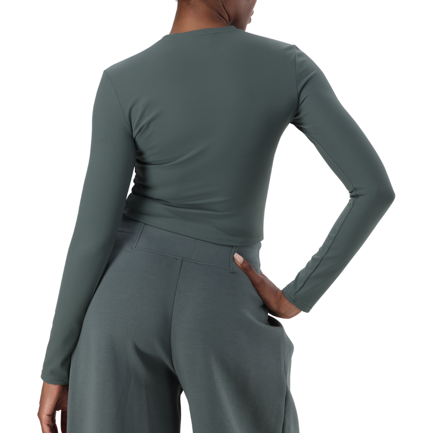 RILEY DARK SAGE LONG SLEEVE TOP WITH POPPERS - view 6