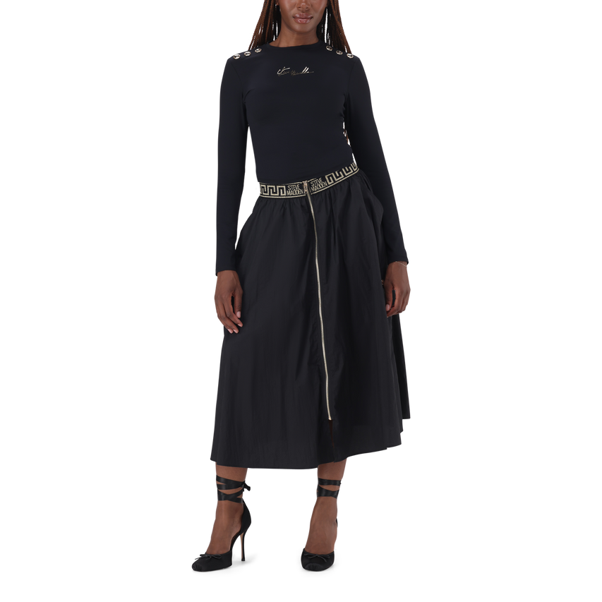 RILEY BLACK LONG SLEEVE TOP WITH POPPERS - view 3