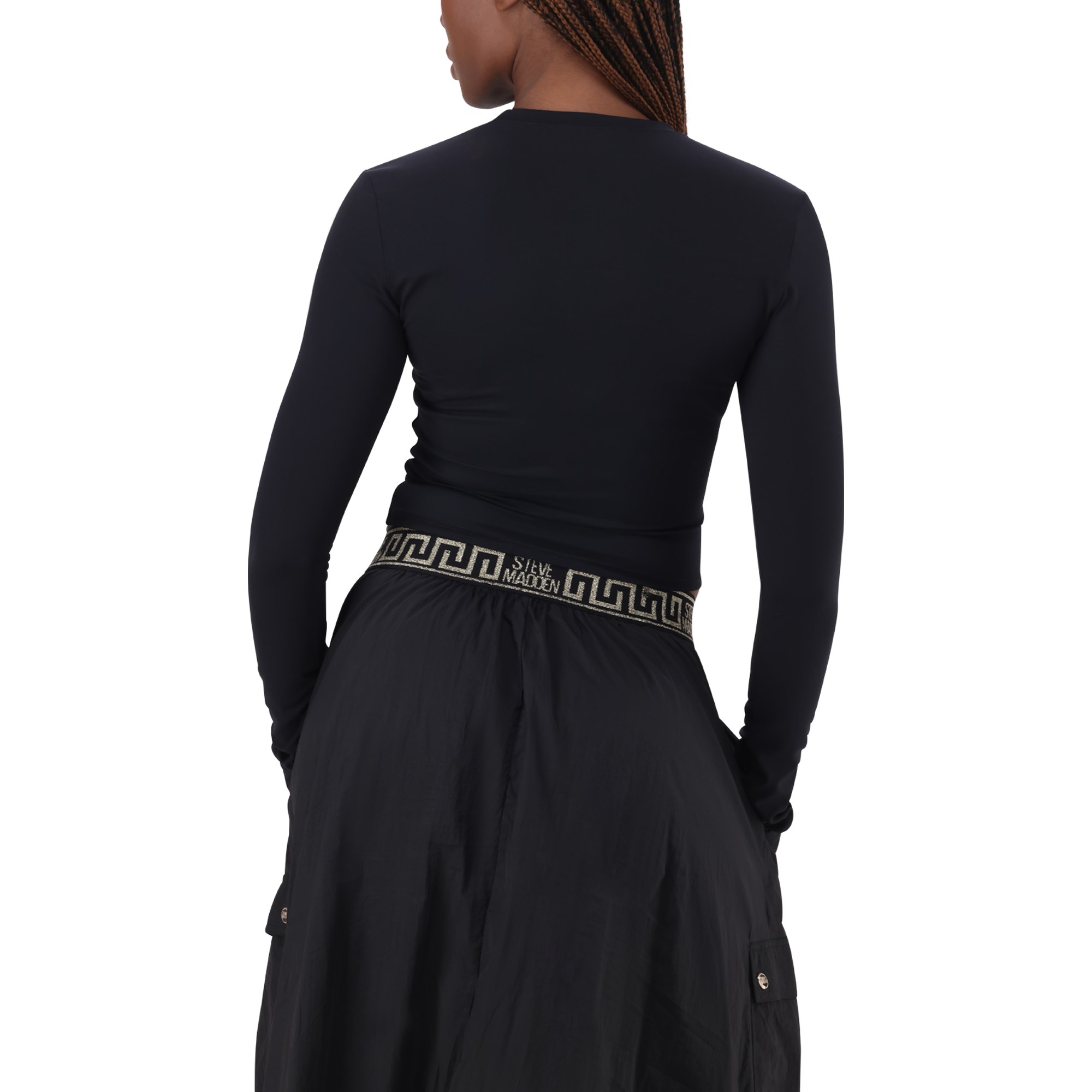 RILEY BLACK LONG SLEEVE TOP WITH POPPERS - view 7