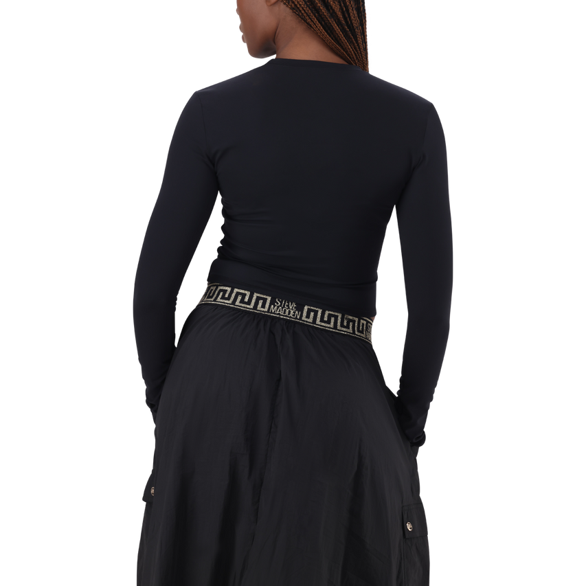 RILEY BLACK LONG SLEEVE TOP WITH POPPERS - view 7