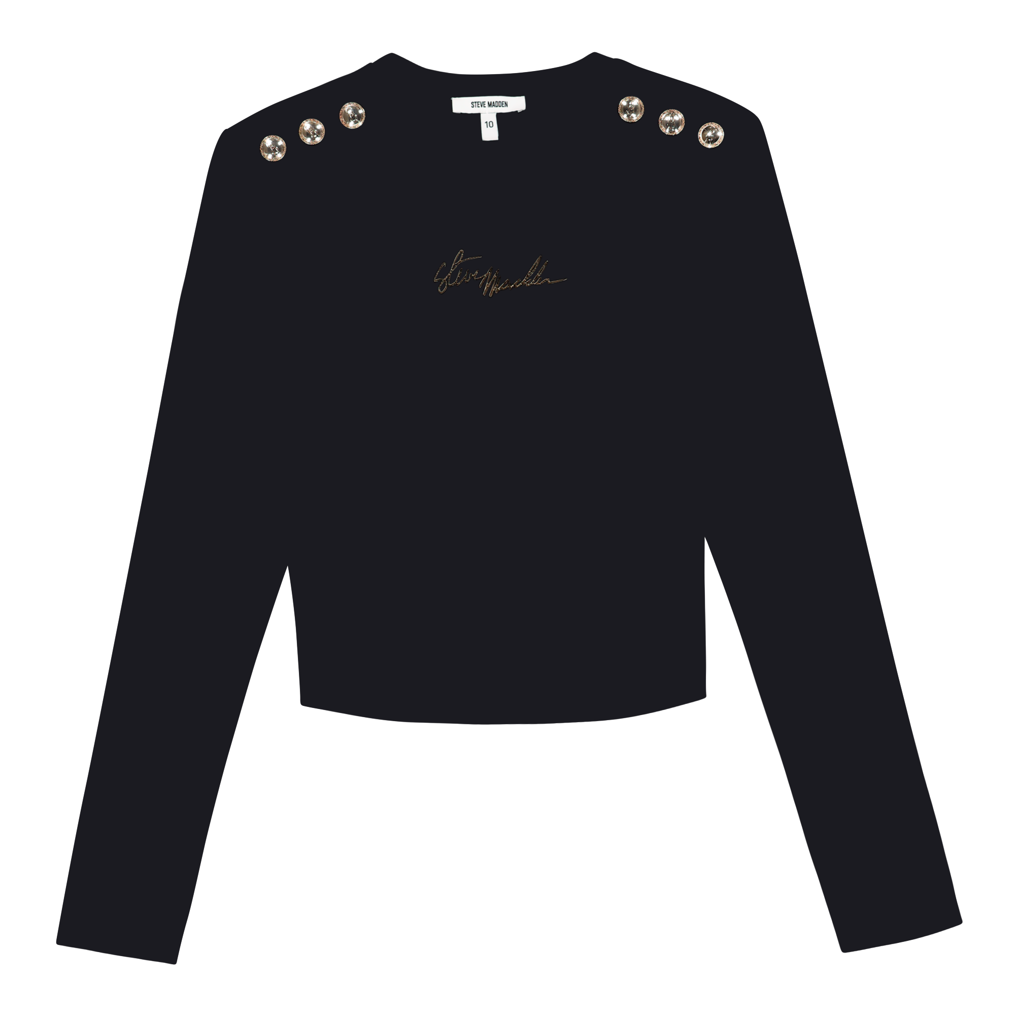 RILEY BLACK LONG SLEEVE TOP WITH POPPERS