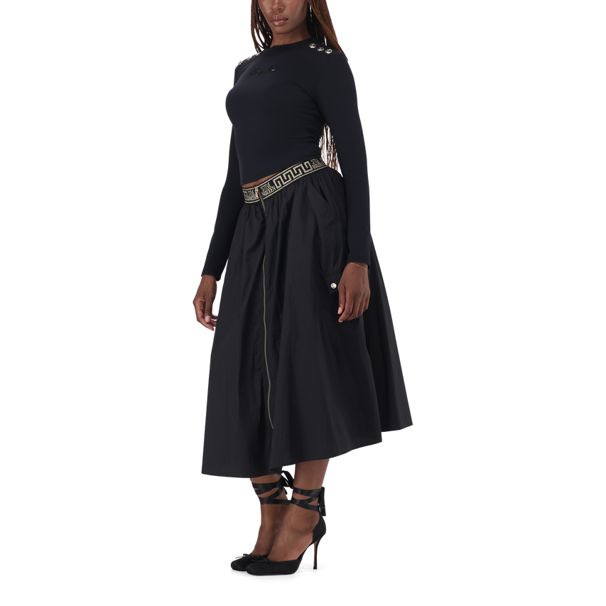 RILEY BLACK LONG SLEEVE TOP WITH POPPERS - view 5