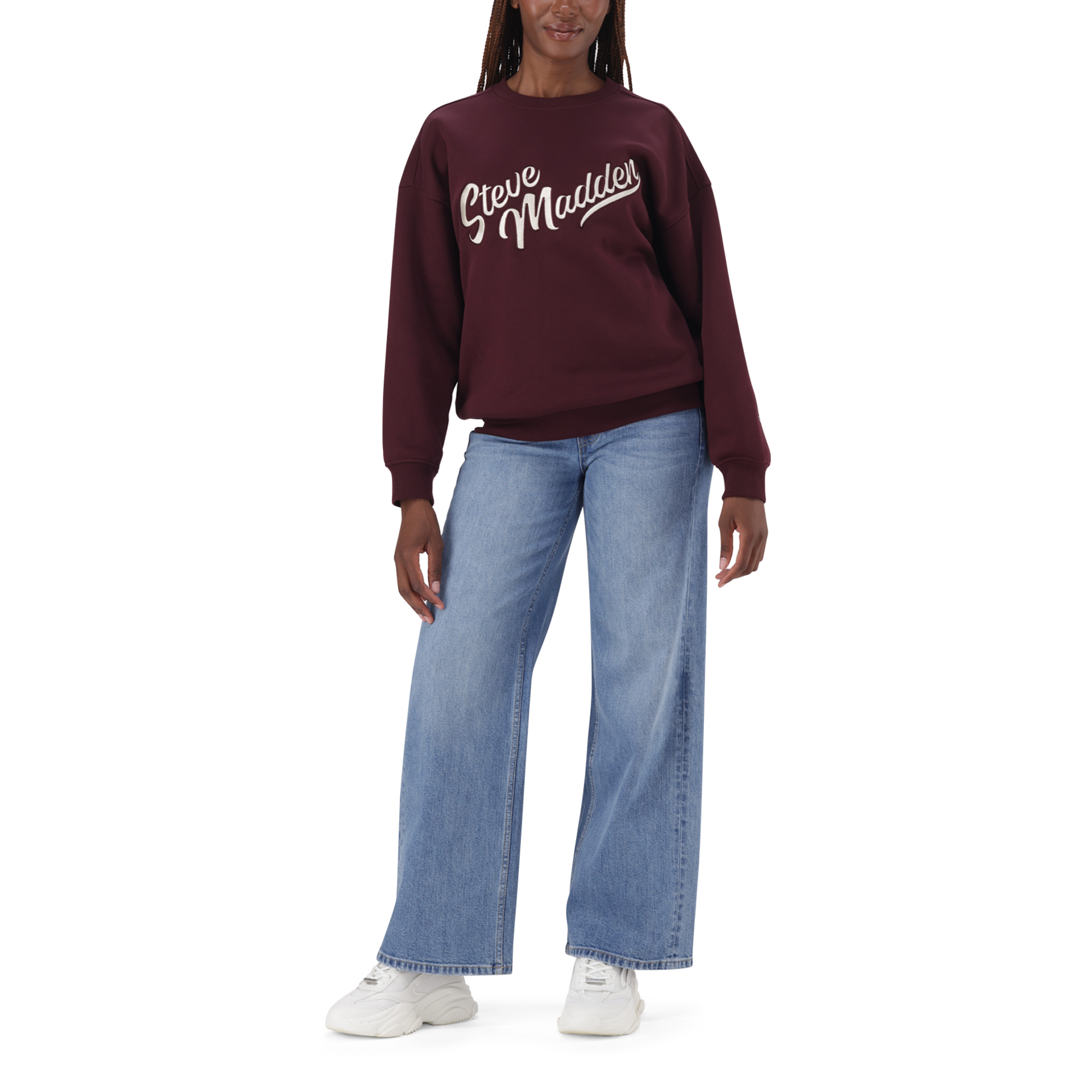 ANORA BURGUNDY OVERSIZED CREW NECK SWEAT - view 4