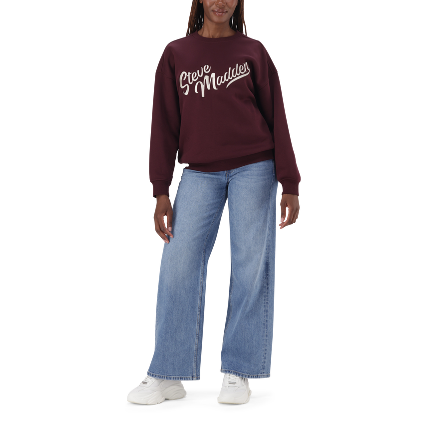 ANORA BURGUNDY OVERSIZED CREW NECK SWEAT - view 4