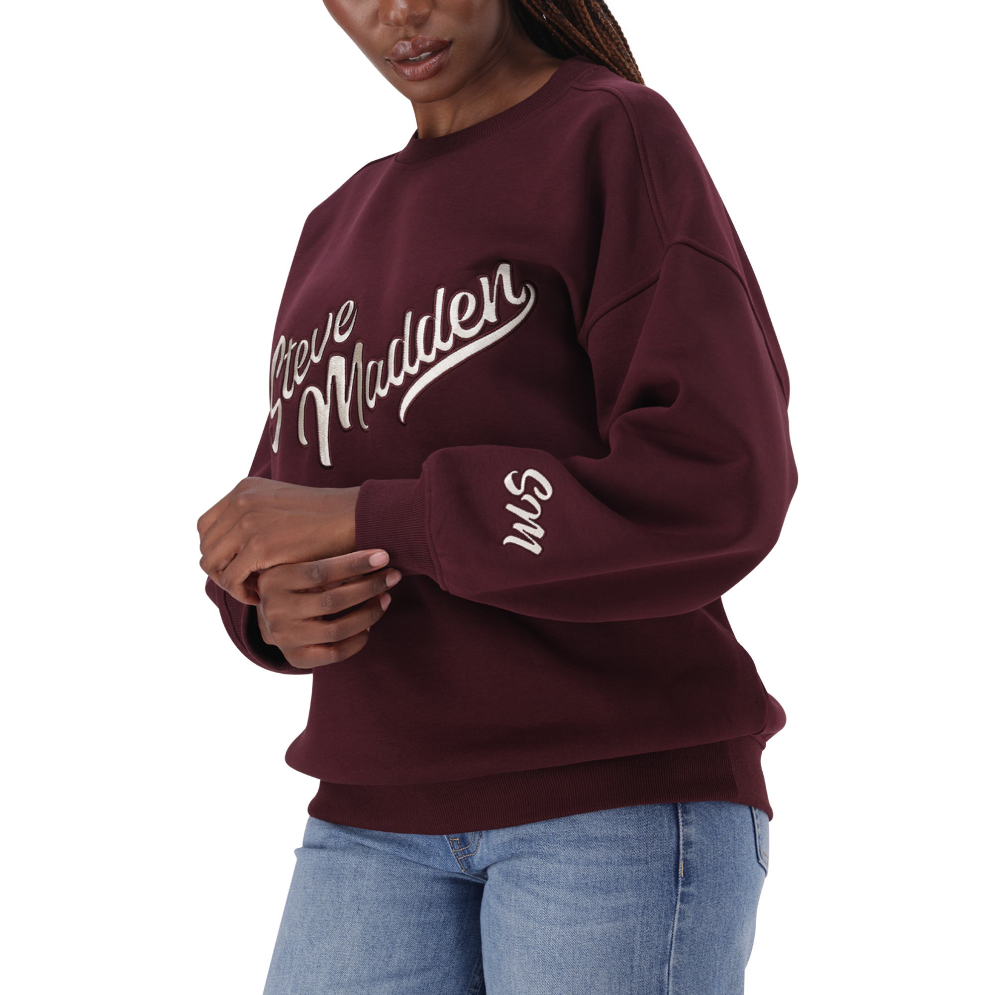 ANORA BURGUNDY OVERSIZED CREW NECK SWEAT - view 5