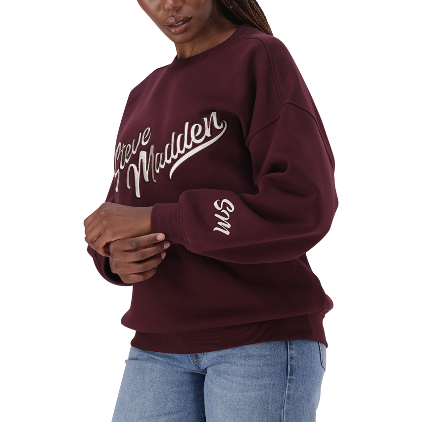 ANORA BURGUNDY OVERSIZED CREW NECK SWEAT - view 5