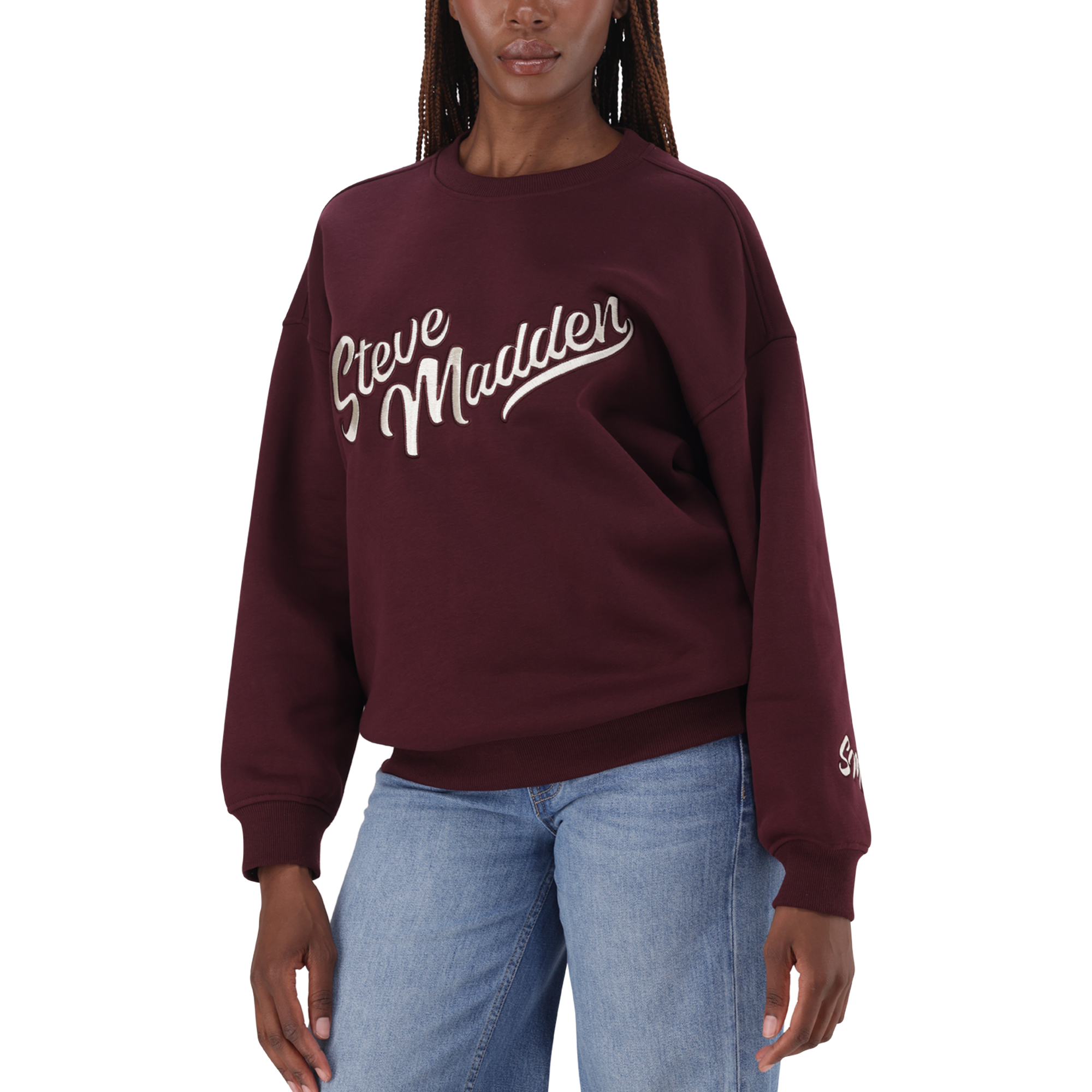 ANORA BURGUNDY OVERSIZED CREW NECK SWEAT - view 3