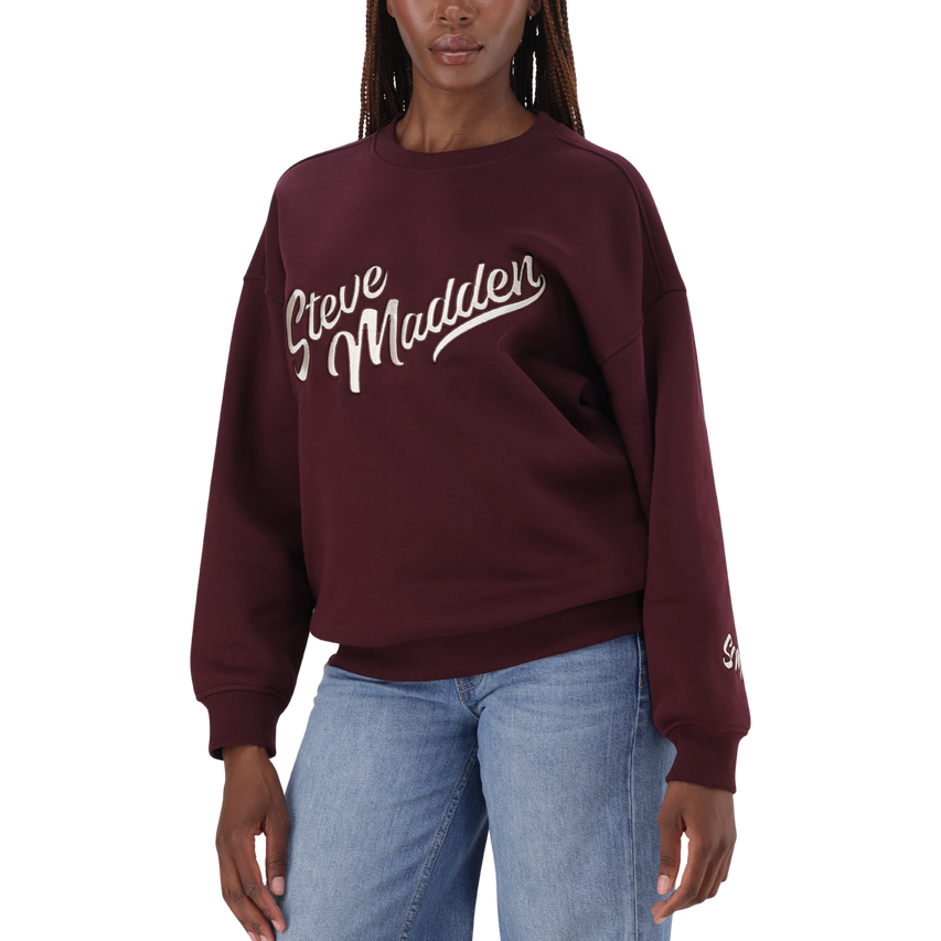 ANORA BURGUNDY OVERSIZED CREW NECK SWEAT - view 3