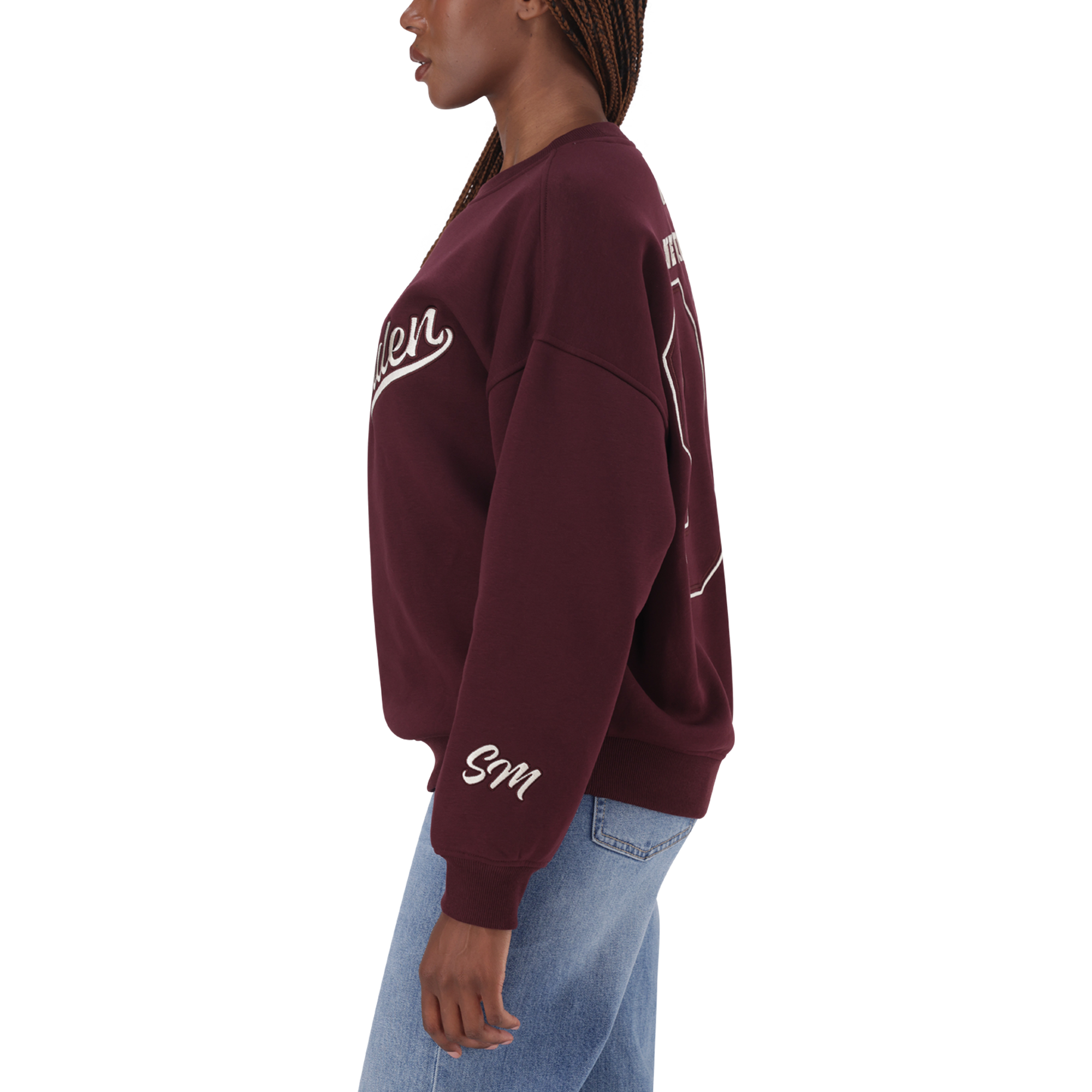 ANORA BURGUNDY OVERSIZED CREW NECK SWEAT - view 6