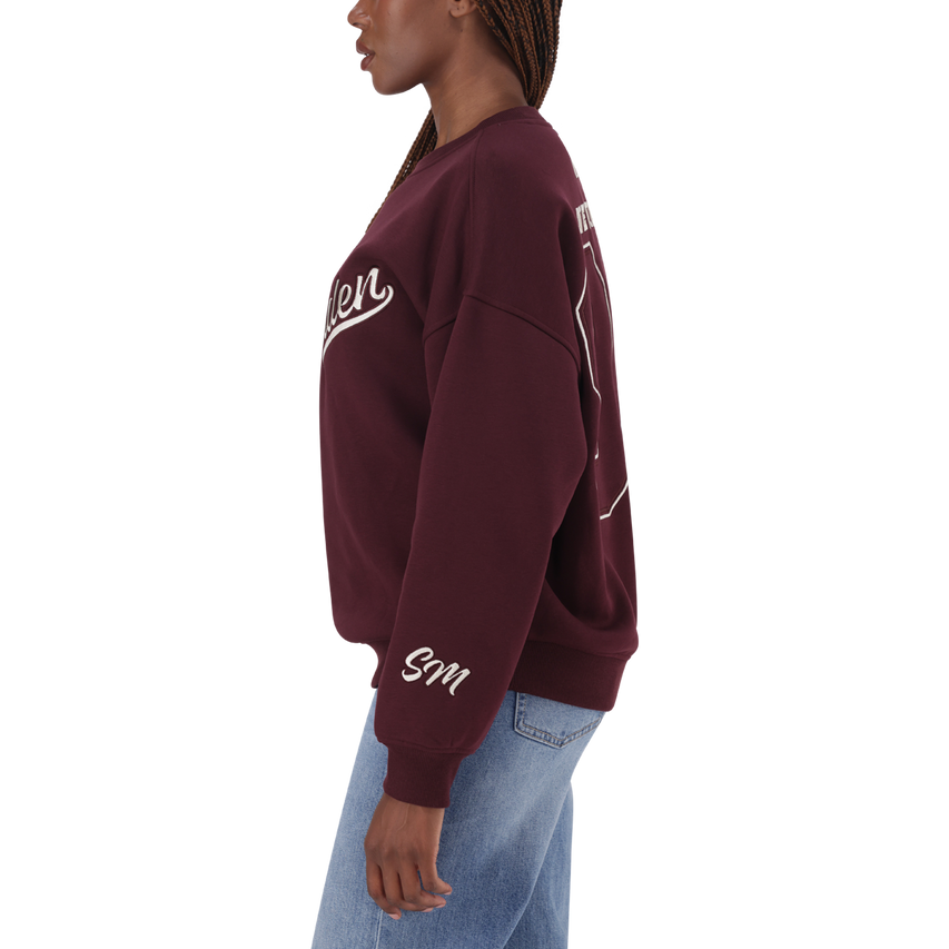 ANORA BURGUNDY OVERSIZED CREW NECK SWEAT - view 6