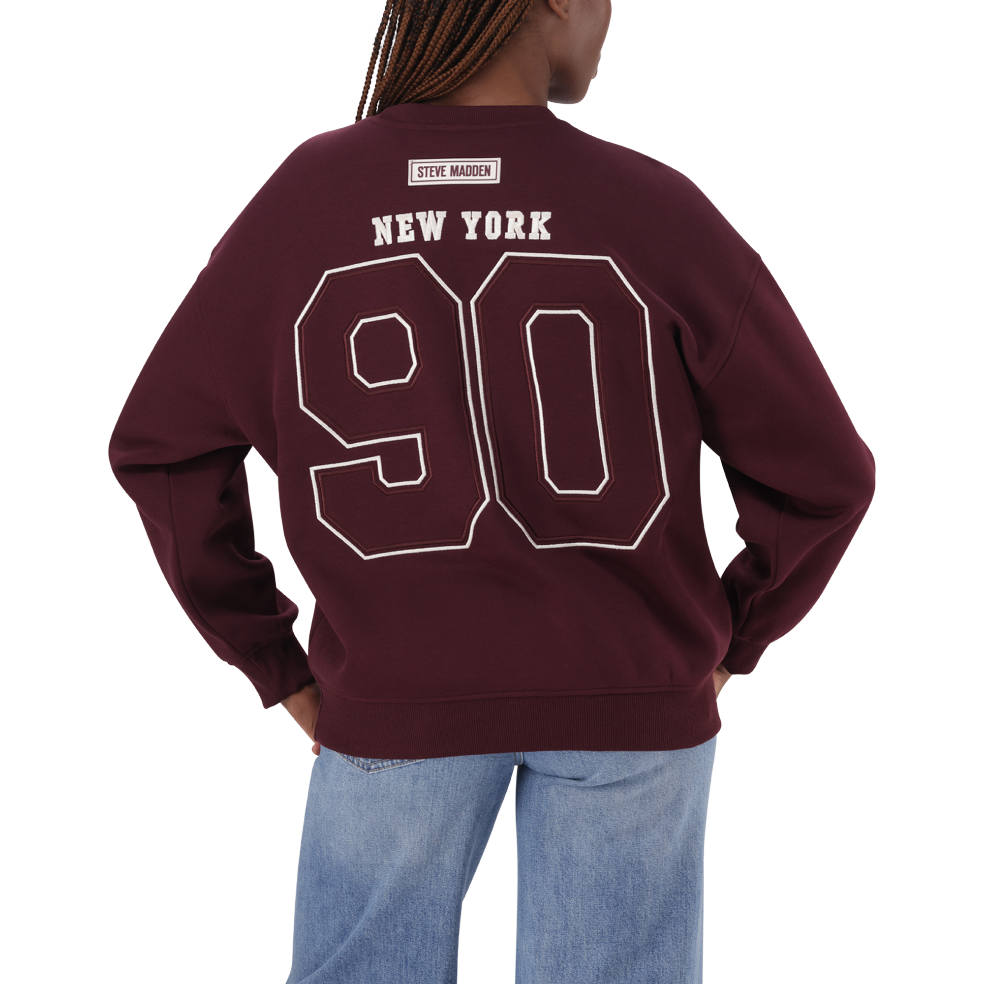 ANORA BURGUNDY OVERSIZED CREW NECK SWEAT - view 7