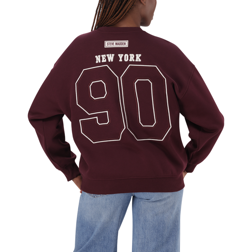 ANORA BURGUNDY OVERSIZED CREW NECK SWEAT - view 7