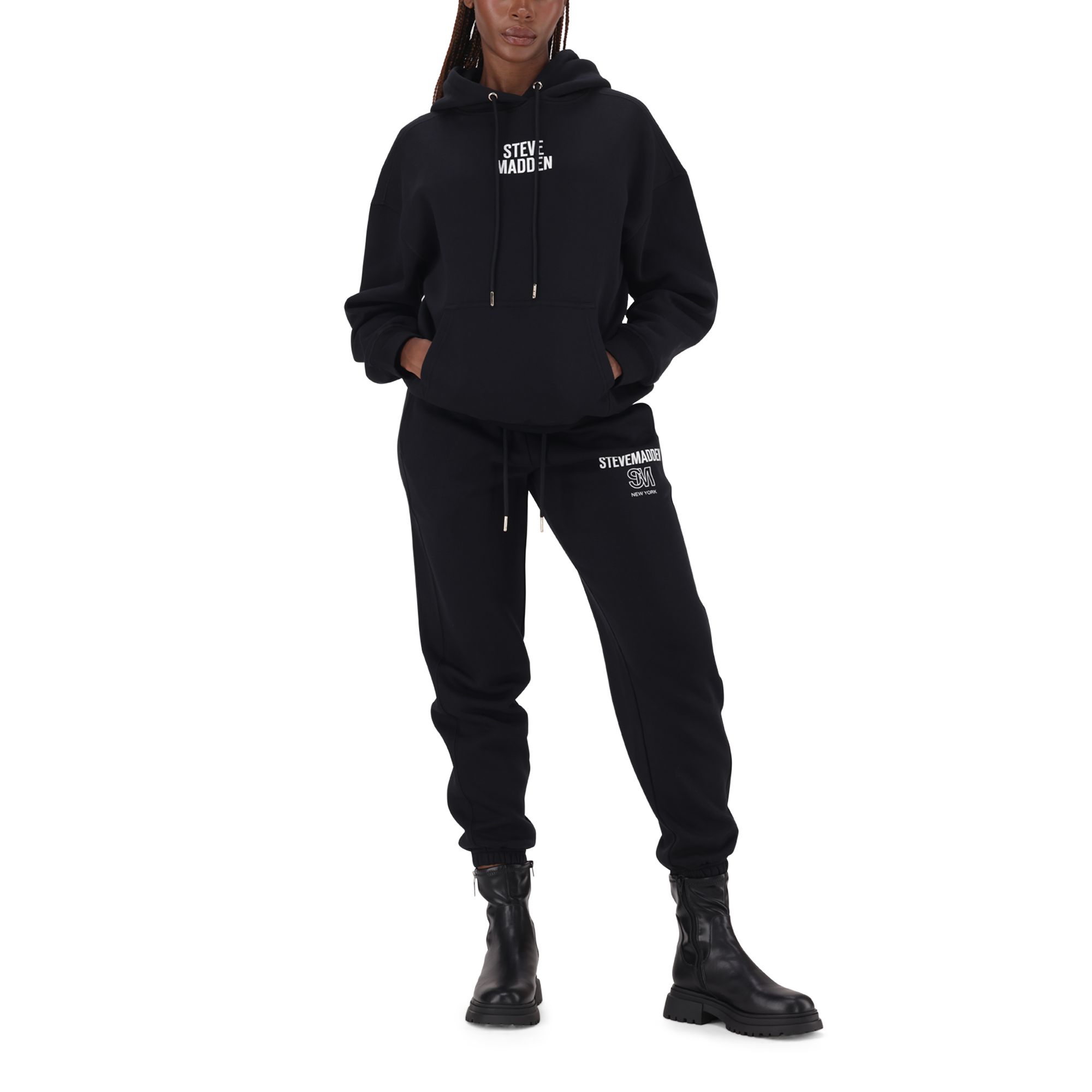 AMINA BLACK HOODED SWEAT - view 5