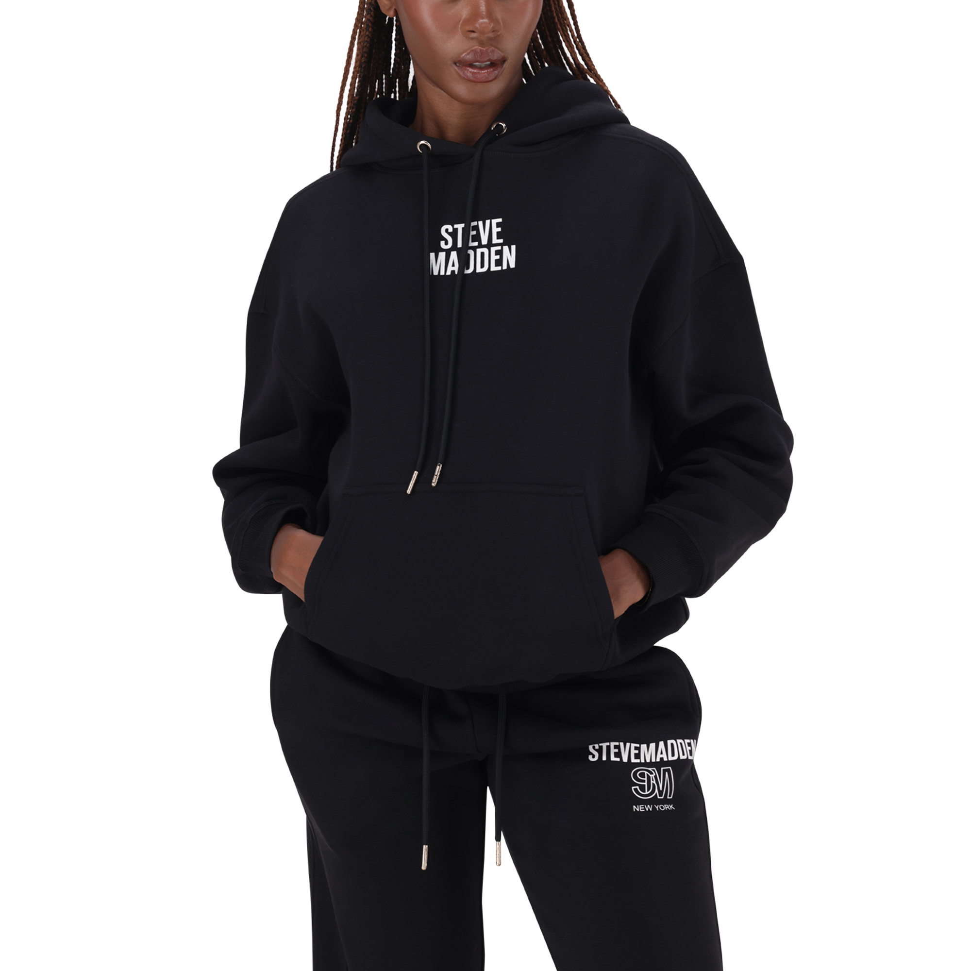 AMINA BLACK HOODED SWEAT – Steve Madden South Africa