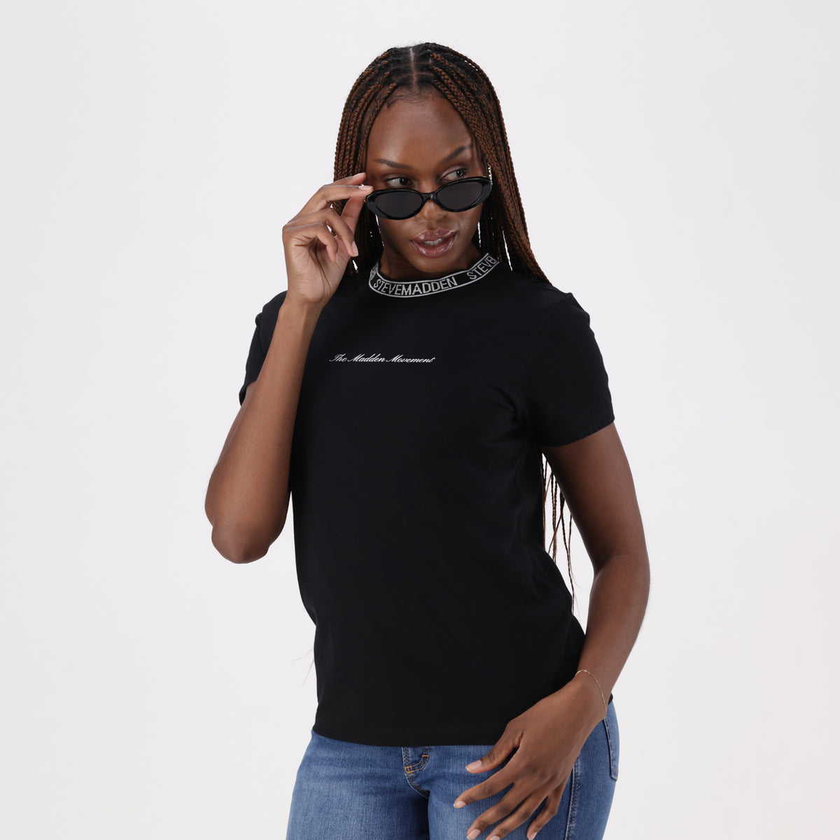 CINDY BLACK CREW NECK REGULAR T-SHIRT