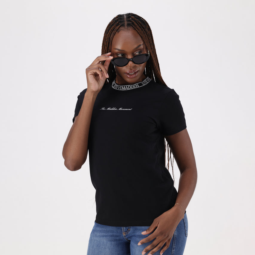 CINDY BLACK CREW NECK REGULAR T-SHIRT