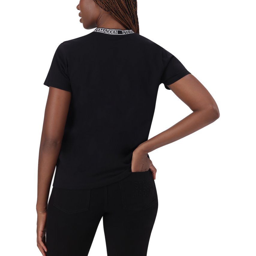 CINDY BLACK CREW NECK REGULAR T-SHIRT - view 6