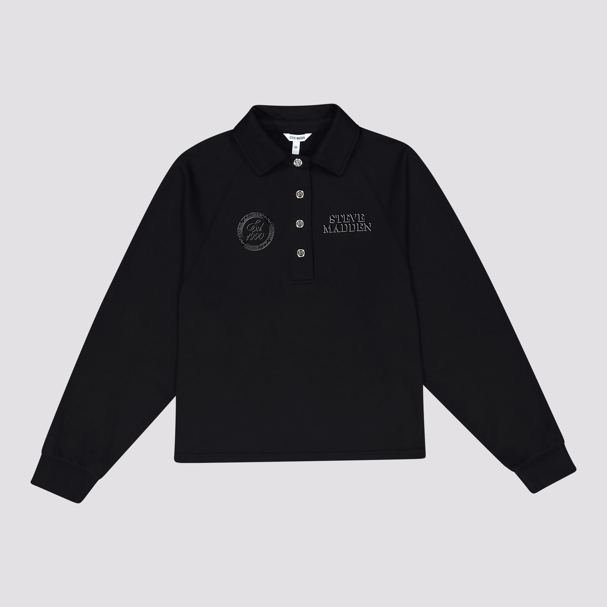 VALENTINA BLACK OVERSIZED POLO TOP - view 6